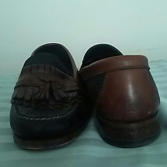 Men's Black and Brown HS Trask loafers with tassle - Picture 2 of 5